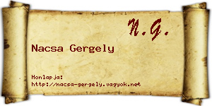 Nacsa Gergely névjegykártya